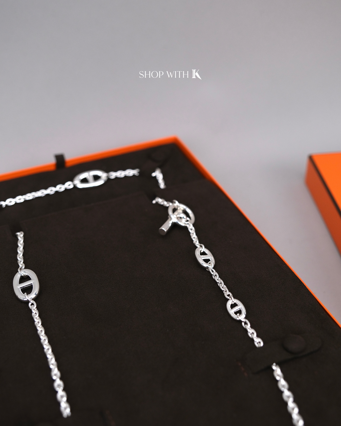 Hermes Farandole Long Necklace 160 Silver