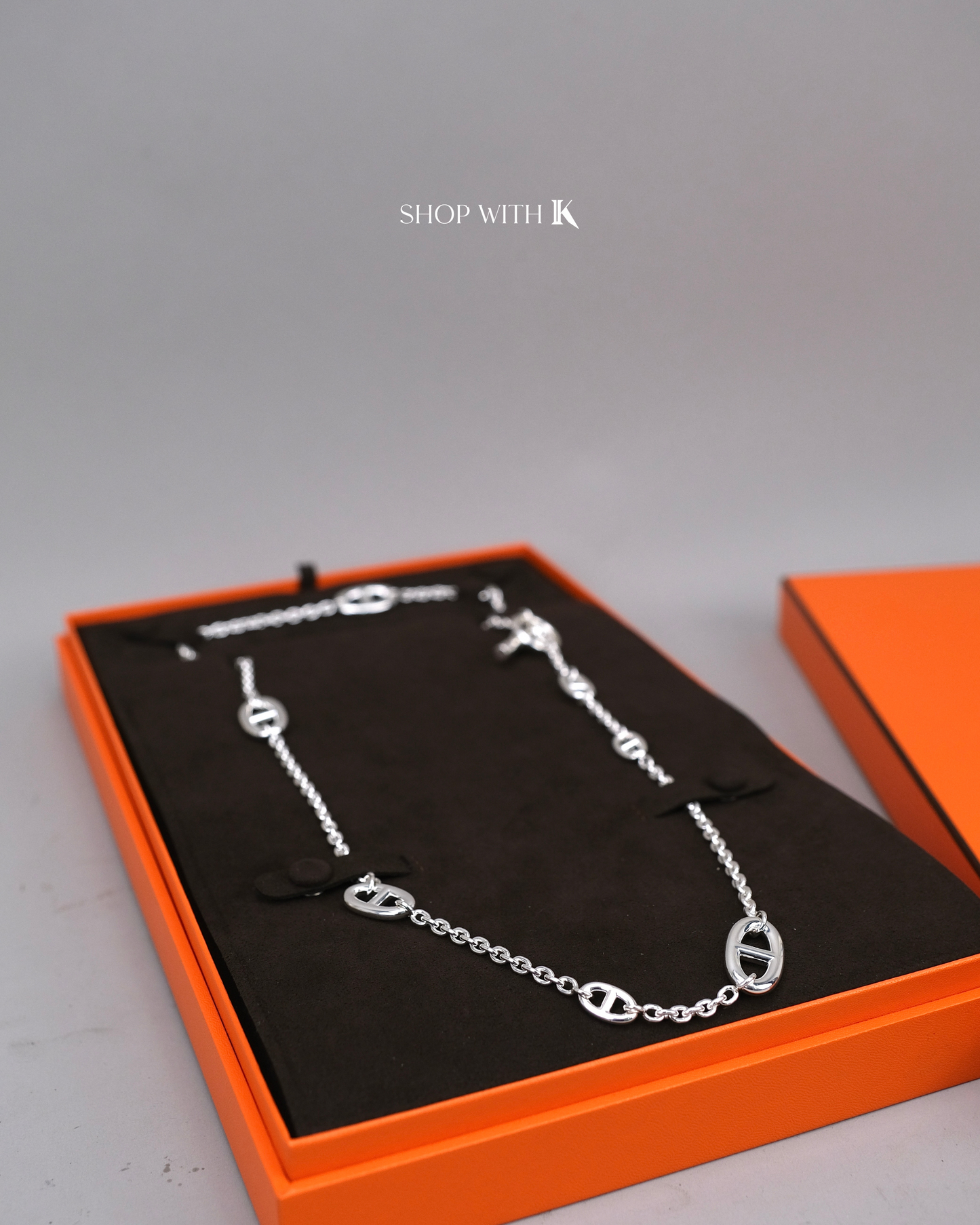 Hermes Farandole Long Necklace 160 Silver