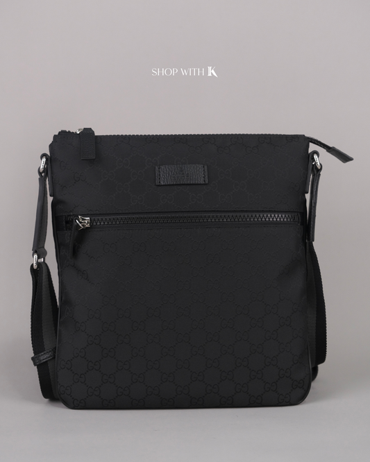 Gucci GG Canvas Nylon Mens Messenger Black