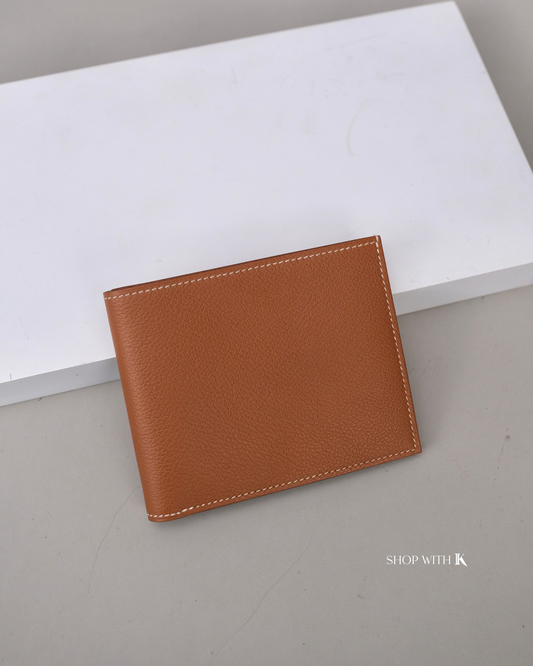 Hermes Mens Bi-Fold Wallet Gold