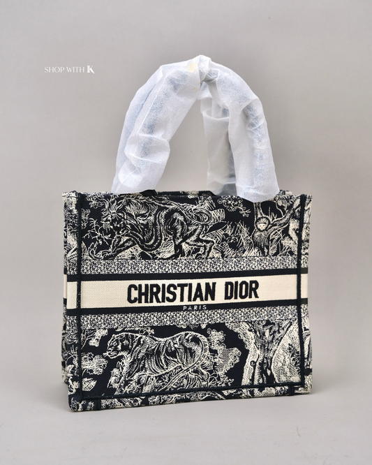 Dior Small Book Tote Blue and Ecru Toile De Jouy Embroidery