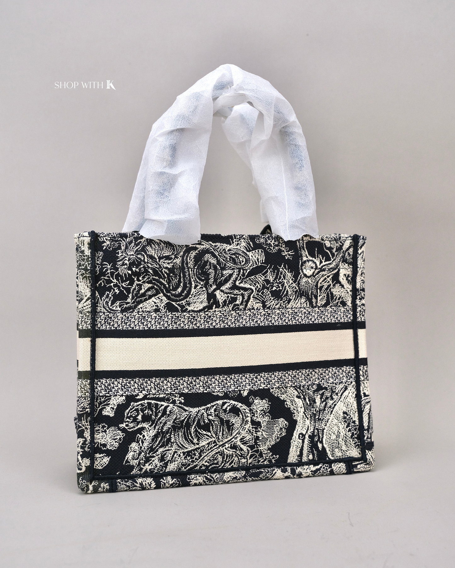 Dior Small Book Tote Blue and Ecru Toile De Jouy Embroidery