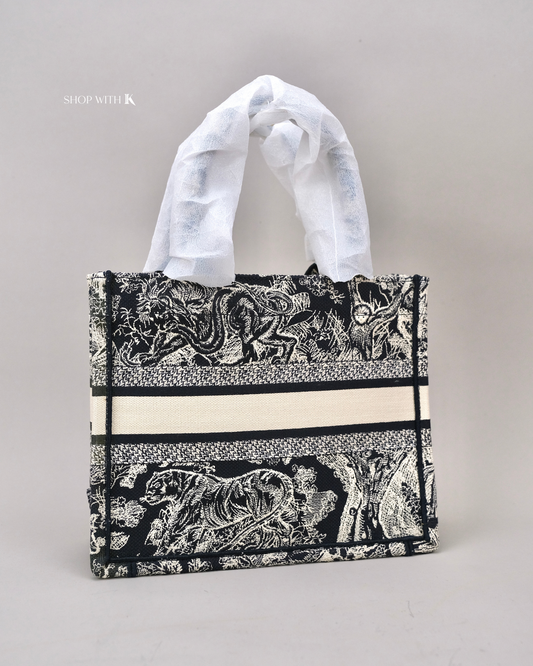 Dior Small Book Tote Blue and Ecru Toile De Jouy Embroidery