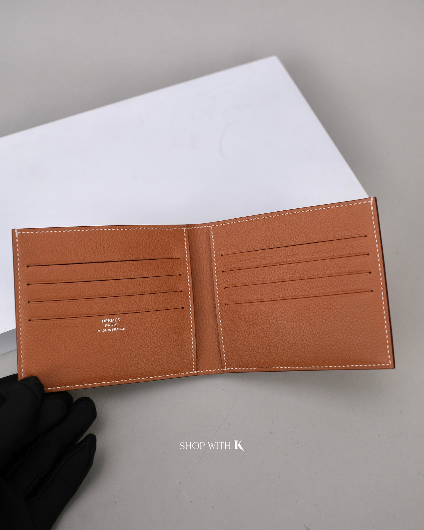 Hermes Mens Bi-Fold Wallet Gold