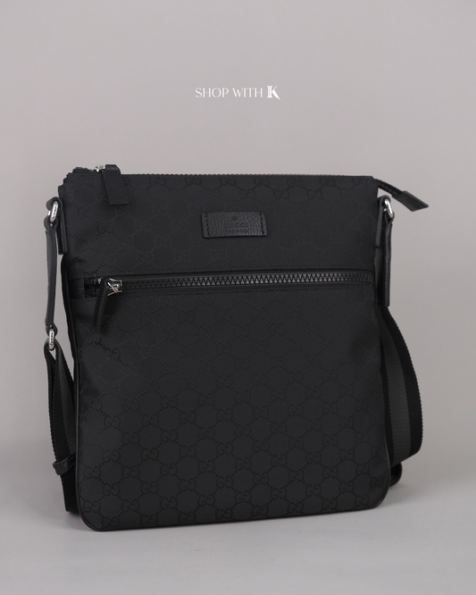 Gucci GG Canvas Nylon Mens Messenger Black