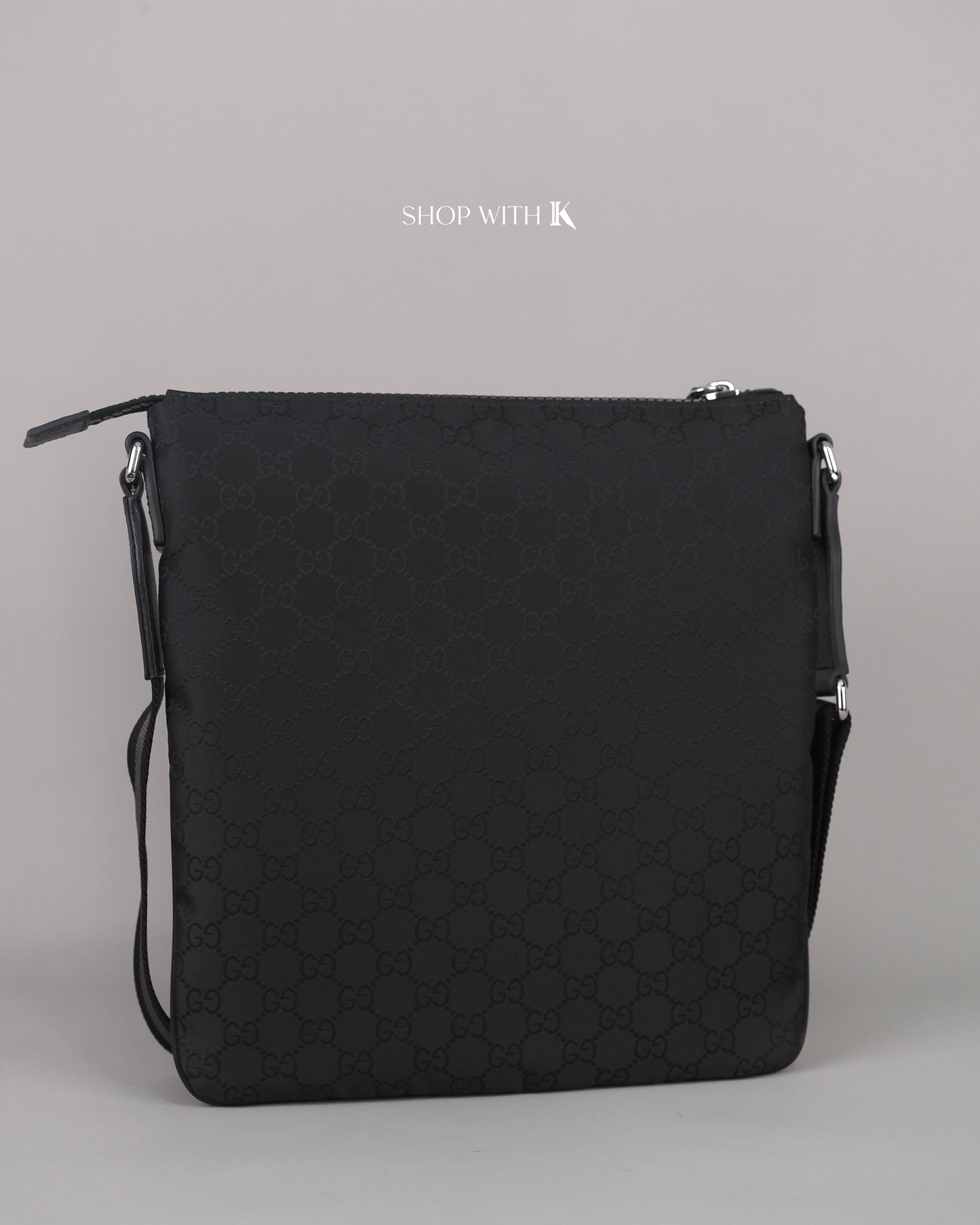Gucci GG Canvas Nylon Mens Messenger Black