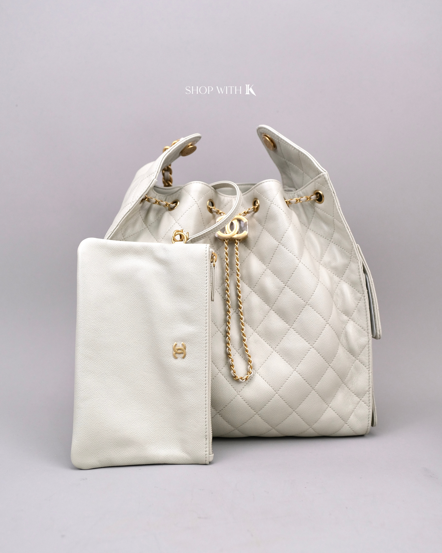 Chanel 25 Medium Light Gray