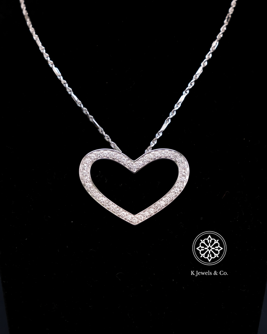 Open Heart Diamond Pendant w/ Chain