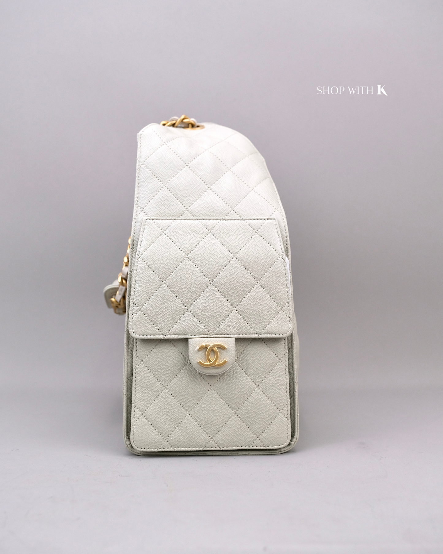 Chanel 25 Medium Light Gray