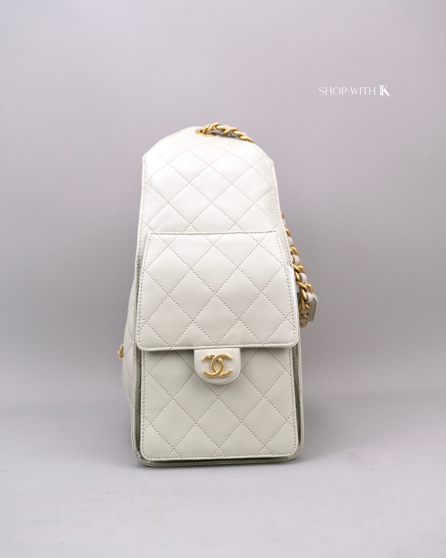 Chanel 25 Medium Light Gray