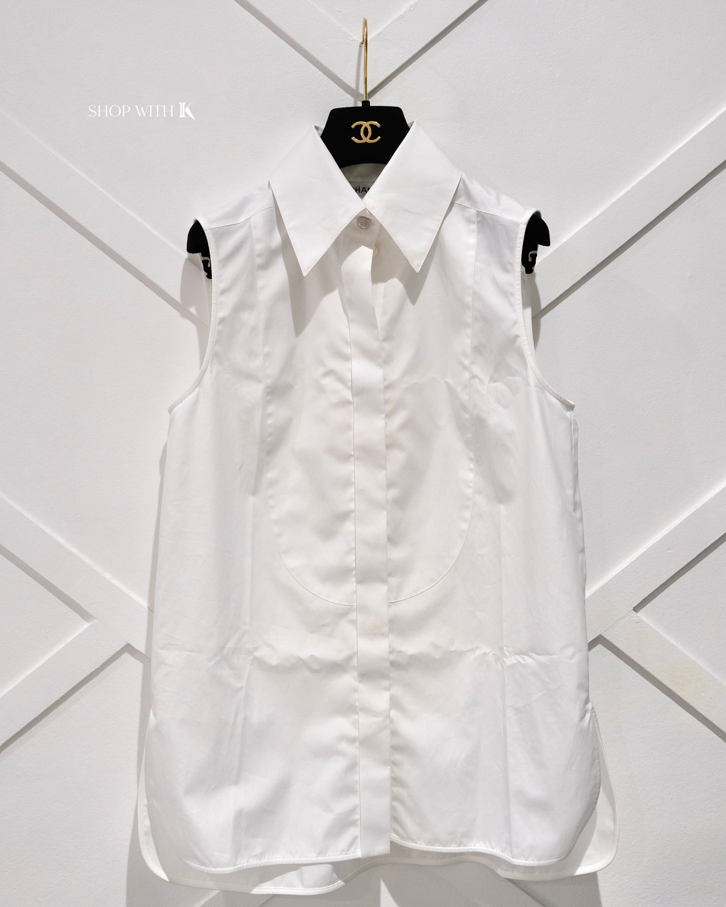 Chanel Sleeveless Buttondown White
