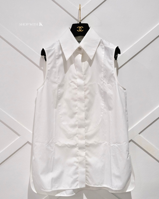 Chanel Sleeveless Buttondown White