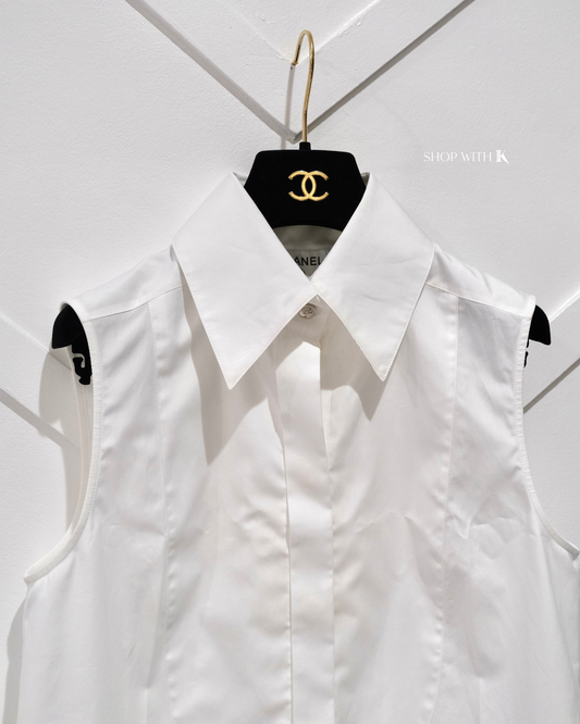 Chanel Sleeveless Buttondown White