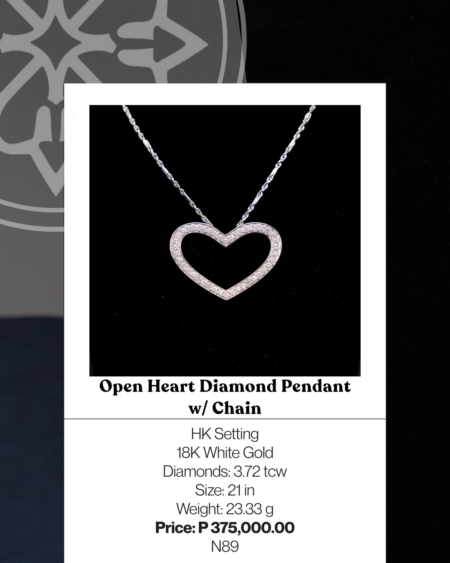 Open Heart Diamond Pendant w/ Chain