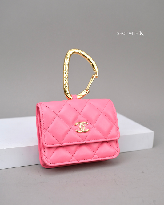 Chanel Jewel Hook Flap Cardcase Pink GHW