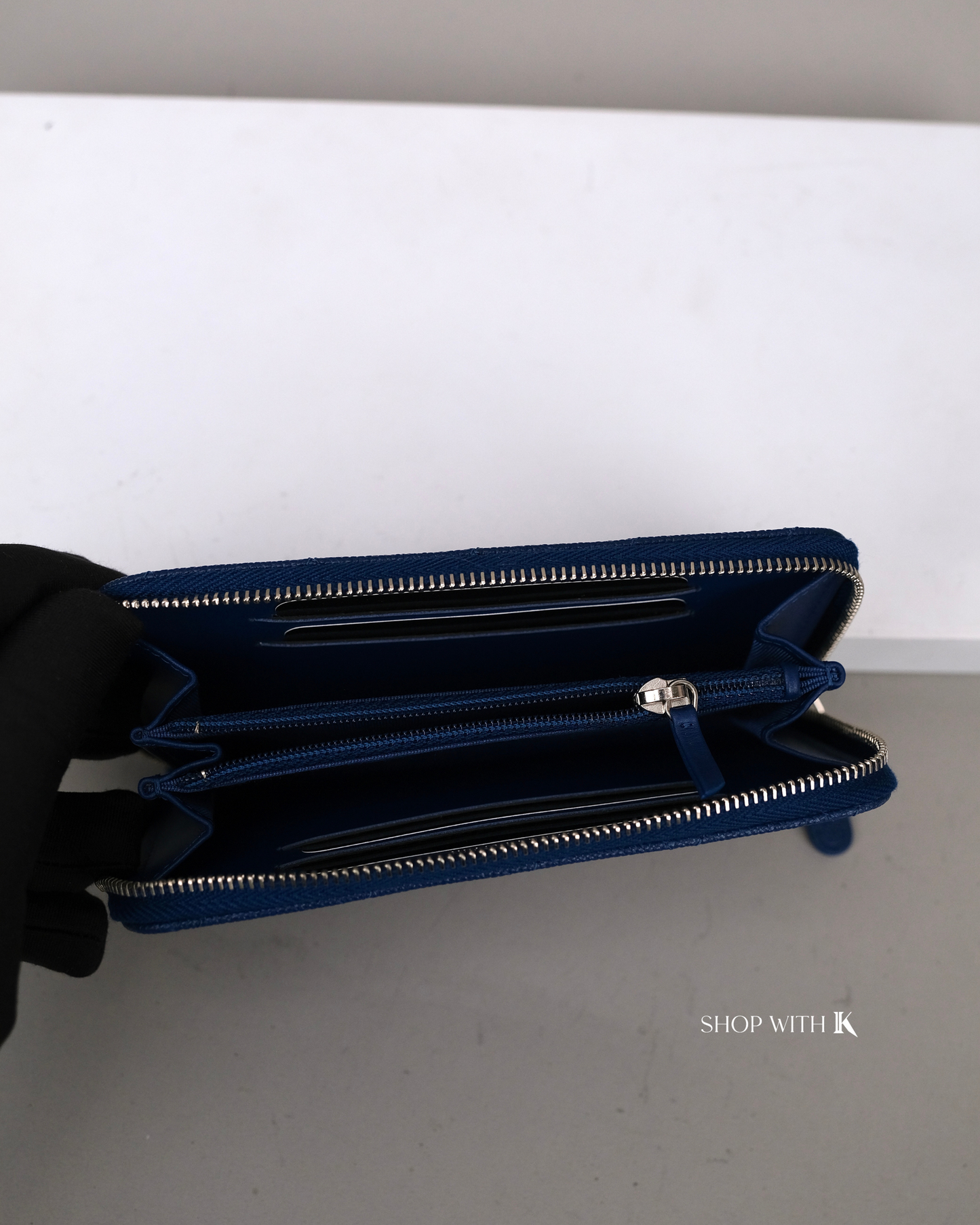 Chanel Long Quilted Leather Zip Around Blue PHW