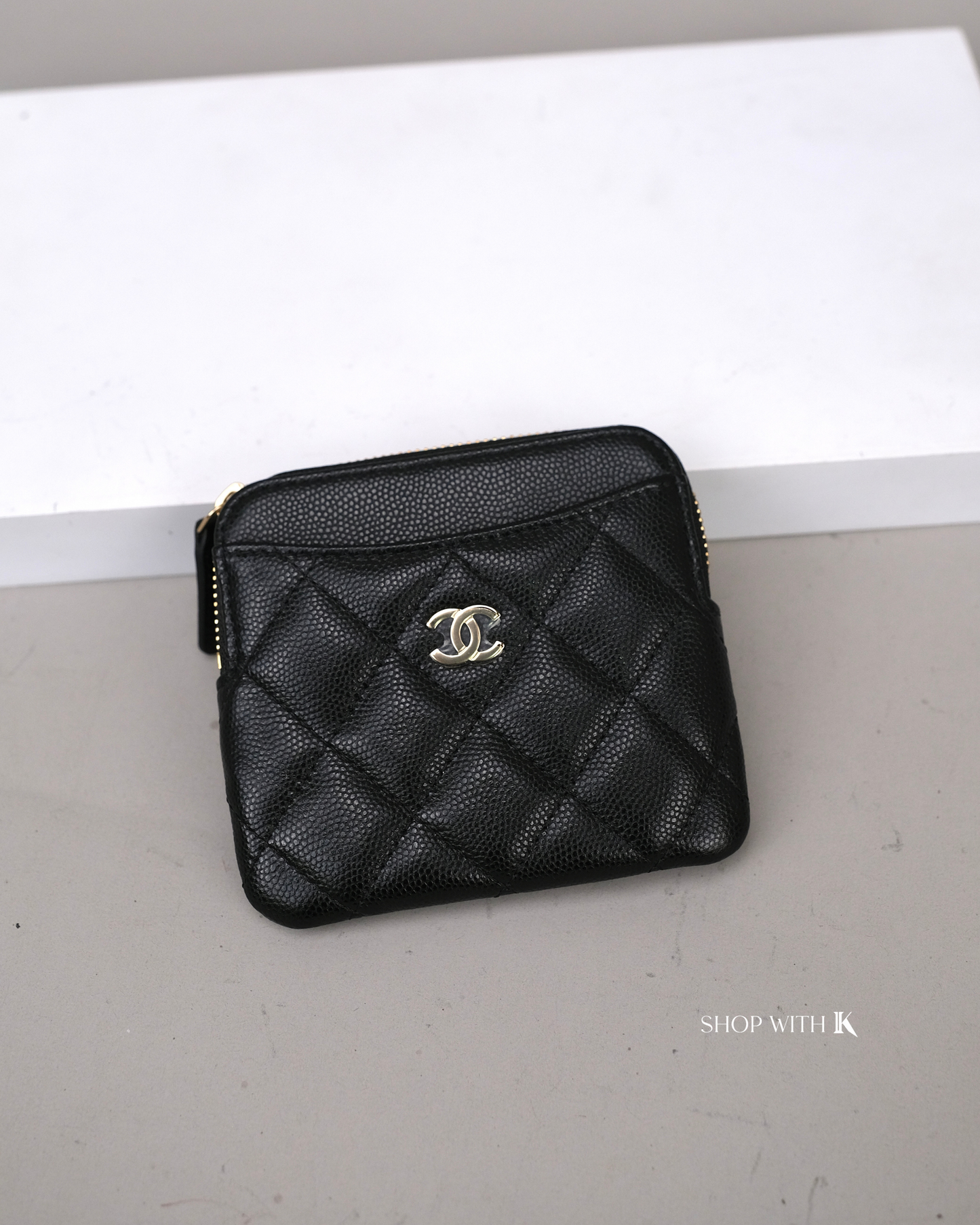 Chanel Quilted Zip Cardholder Wallet Black CGHW