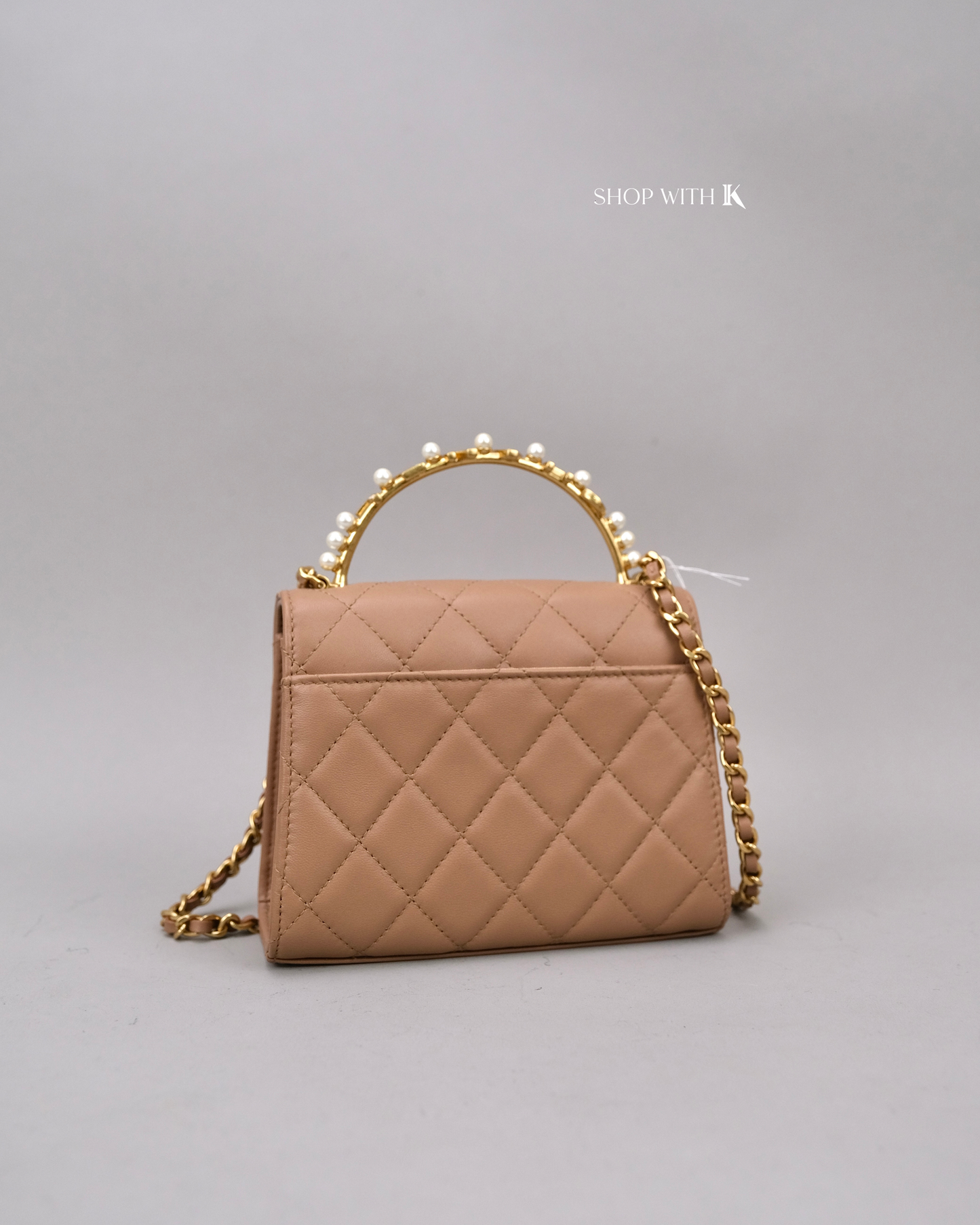 Chanel Mini Flap with Chanel Top Handle with Pearl Beige