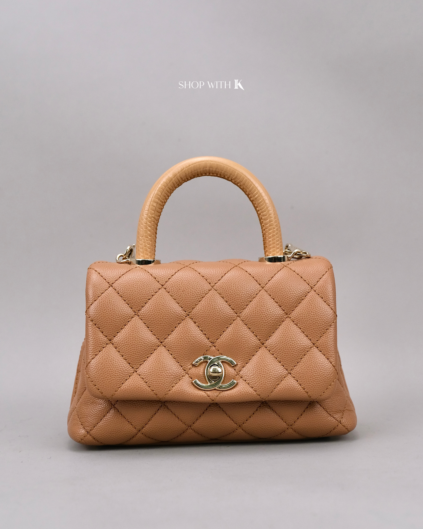 Chanel Mini Coco Handle Caviar Beige CGHW