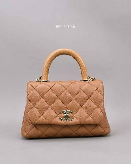 Chanel Mini Coco Handle Caviar Beige CGHW
