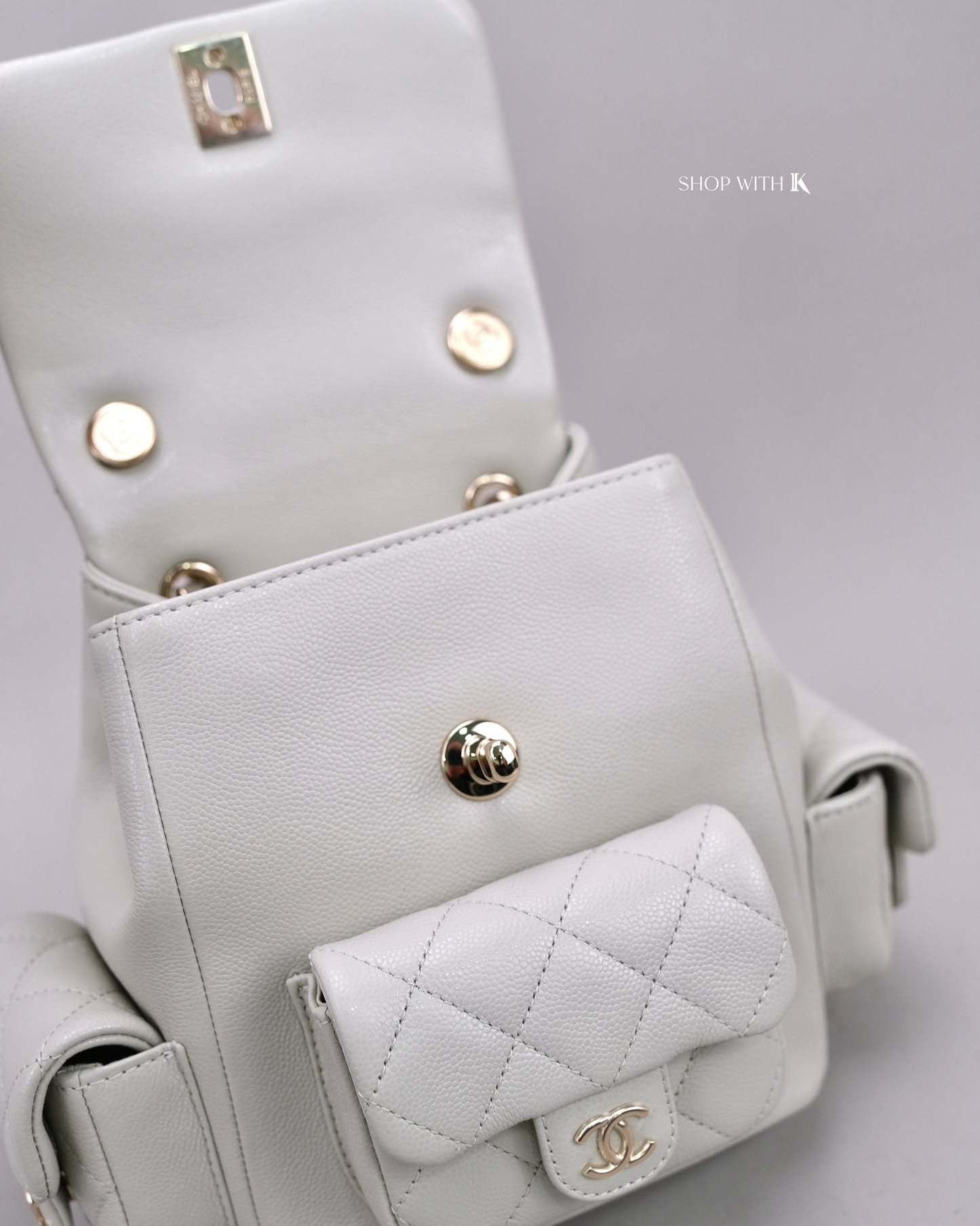 Chanel 23k New Tank Duma Backpack Gray