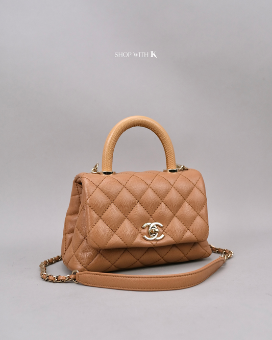 Chanel Mini Coco Handle Caviar Beige CGHW