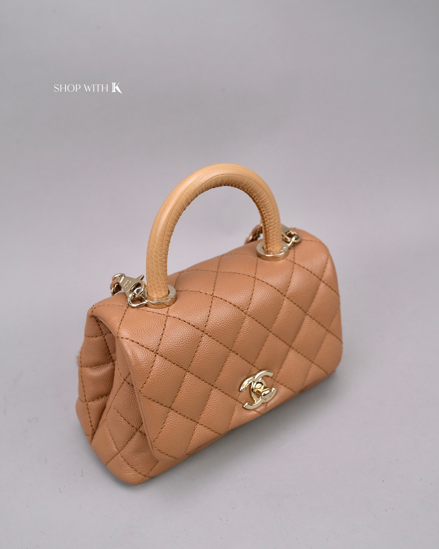 Chanel Mini Coco Handle Caviar Beige CGHW