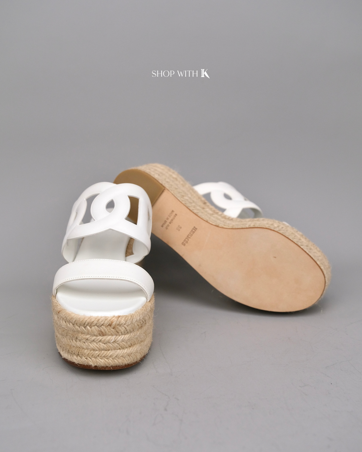 Hermes Ilthea Espadrille White Wedge