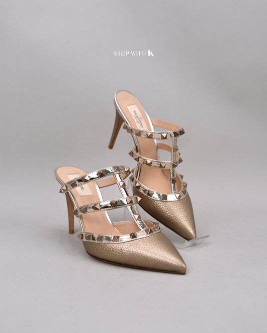 Valentino Rockstud Cage Sandal Bronze
