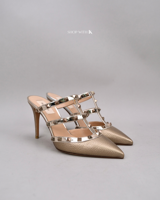 Valentino Rockstud Cage Sandal Bronze