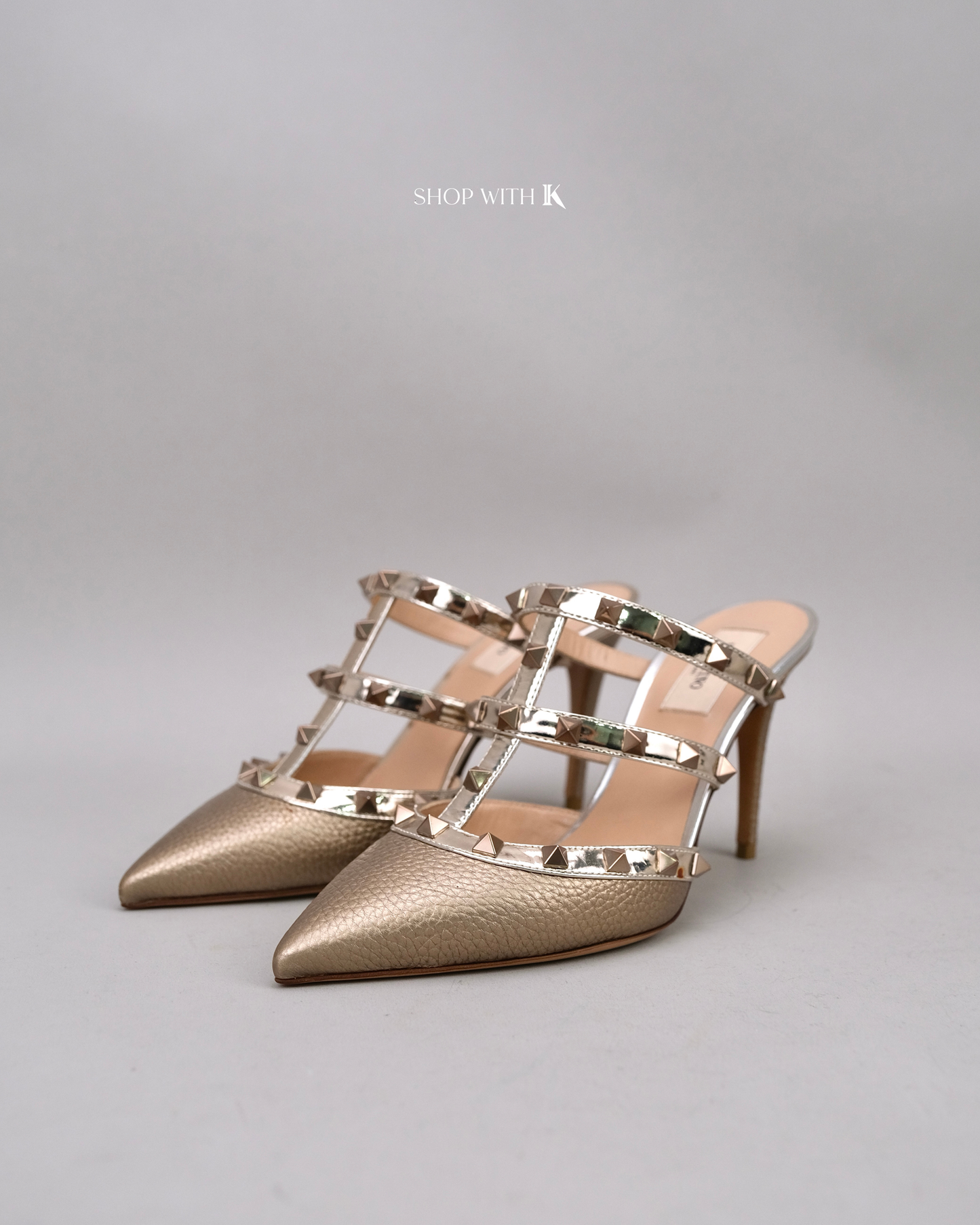 Valentino Rockstud Cage Sandal Bronze