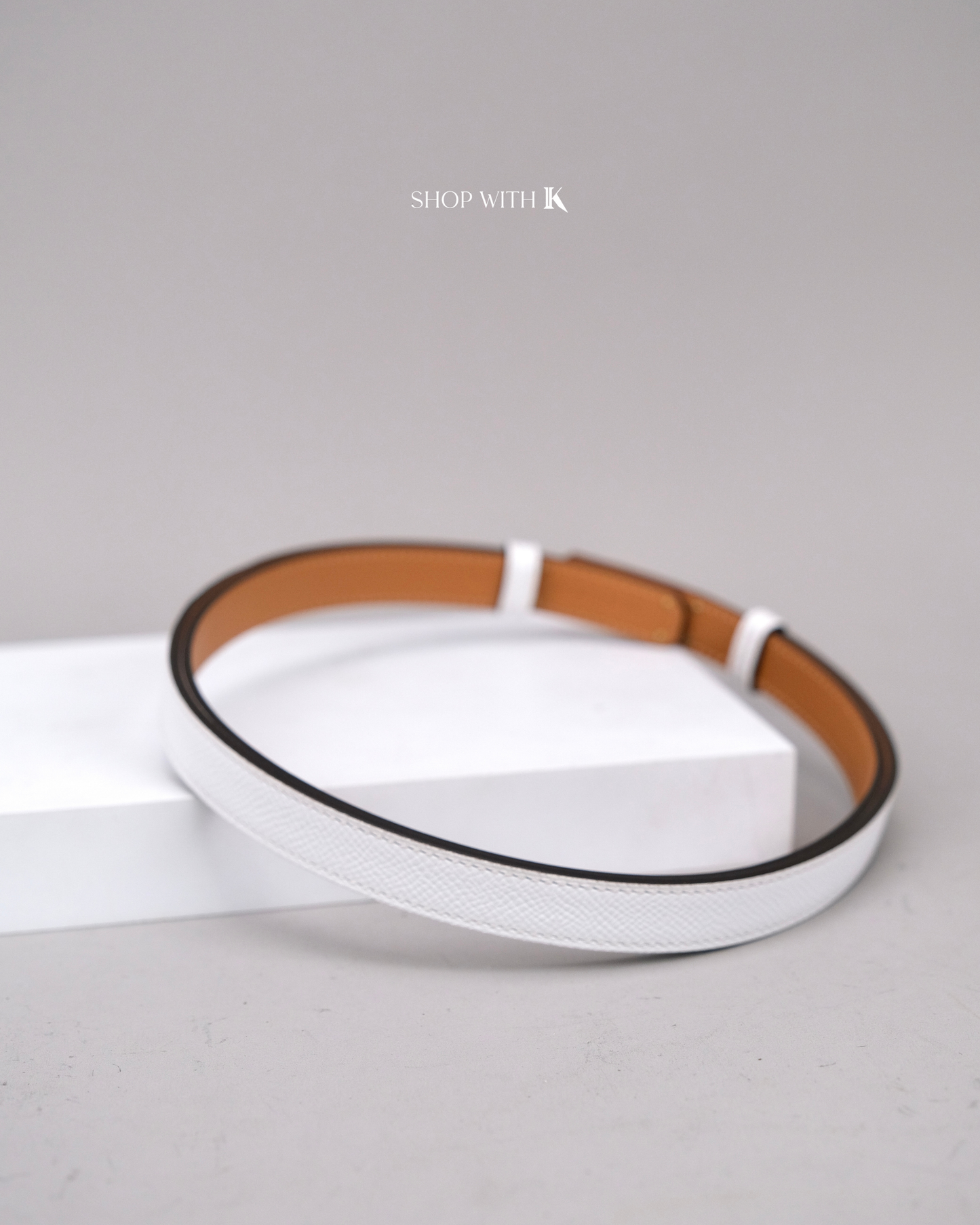 Hermes Kelly Belt White RGHW