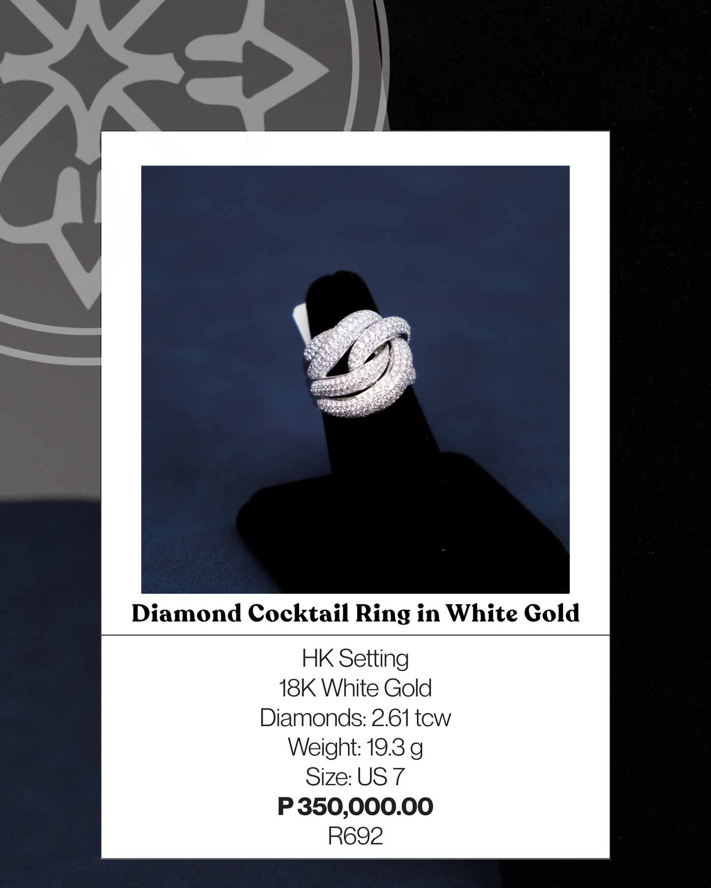 Diamond Cocktail Ring in White Gold