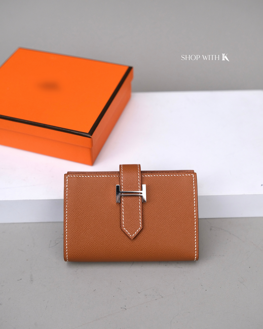 Hermes Bearn Cardholder Gold PHW