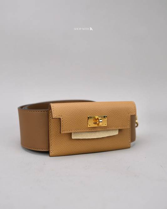 Hermes Kelly Pocket Strap Biscuit GHW