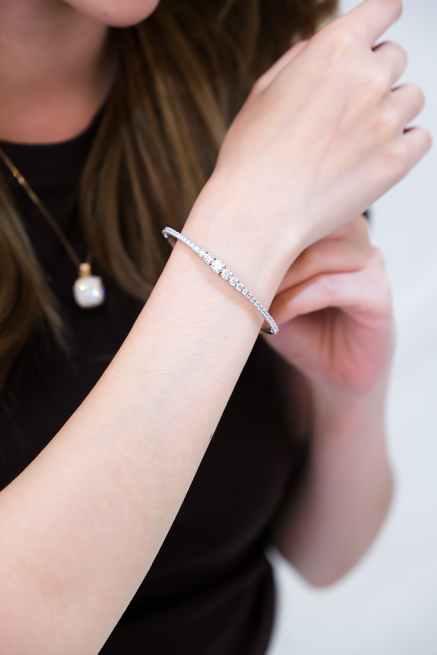 Diamond Bangle in White Gold