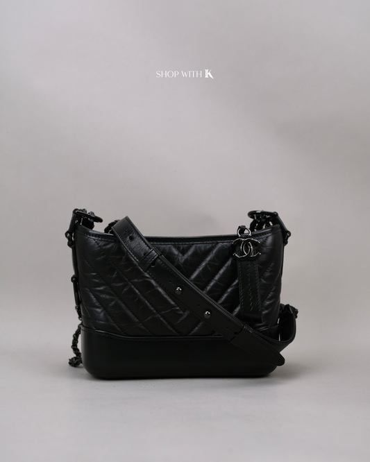 Chanel Small Gabrielle Chevron All Black