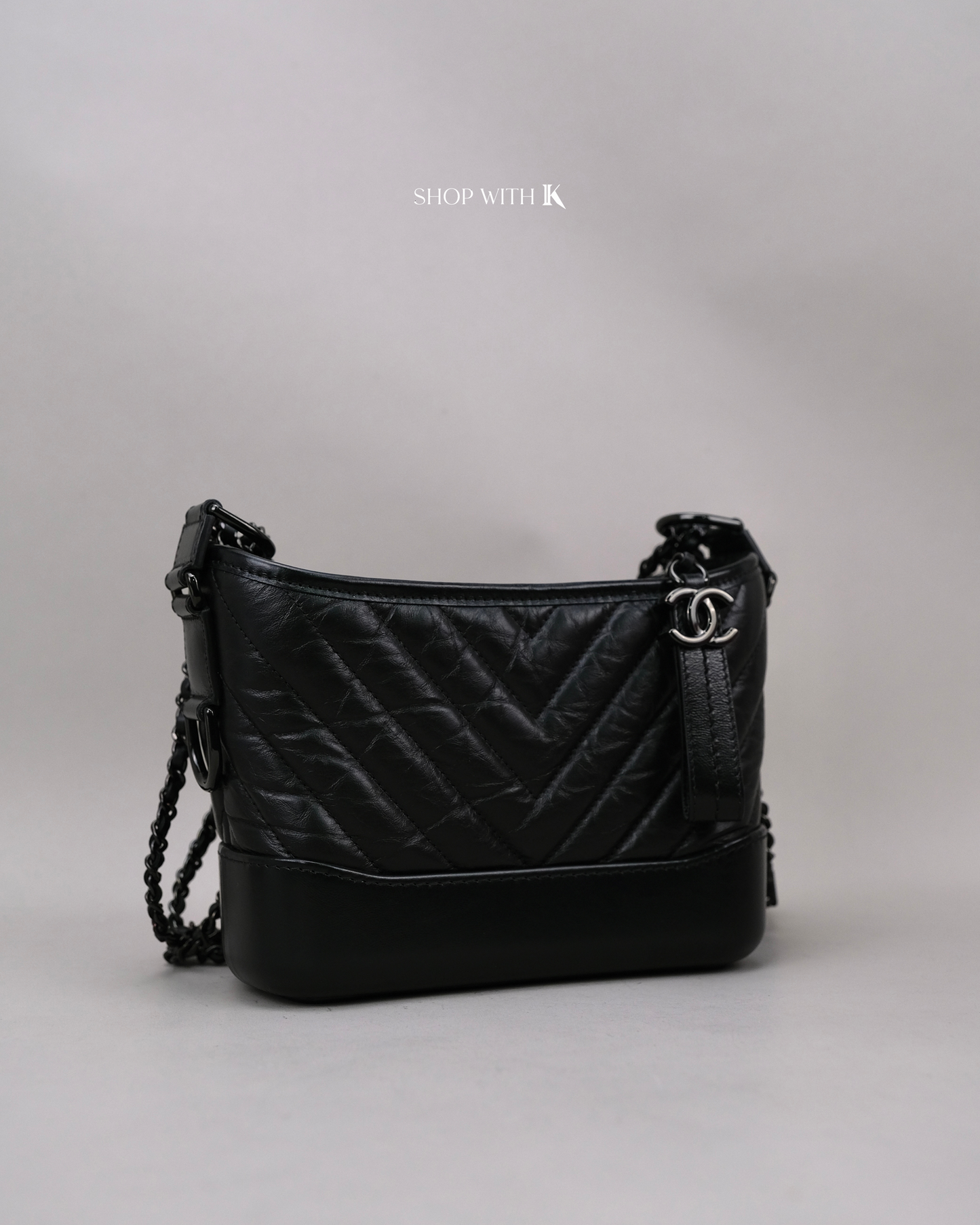 Chanel Small Gabrielle Chevron All Black