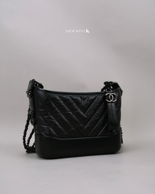 Chanel Small Gabrielle Chevron All Black