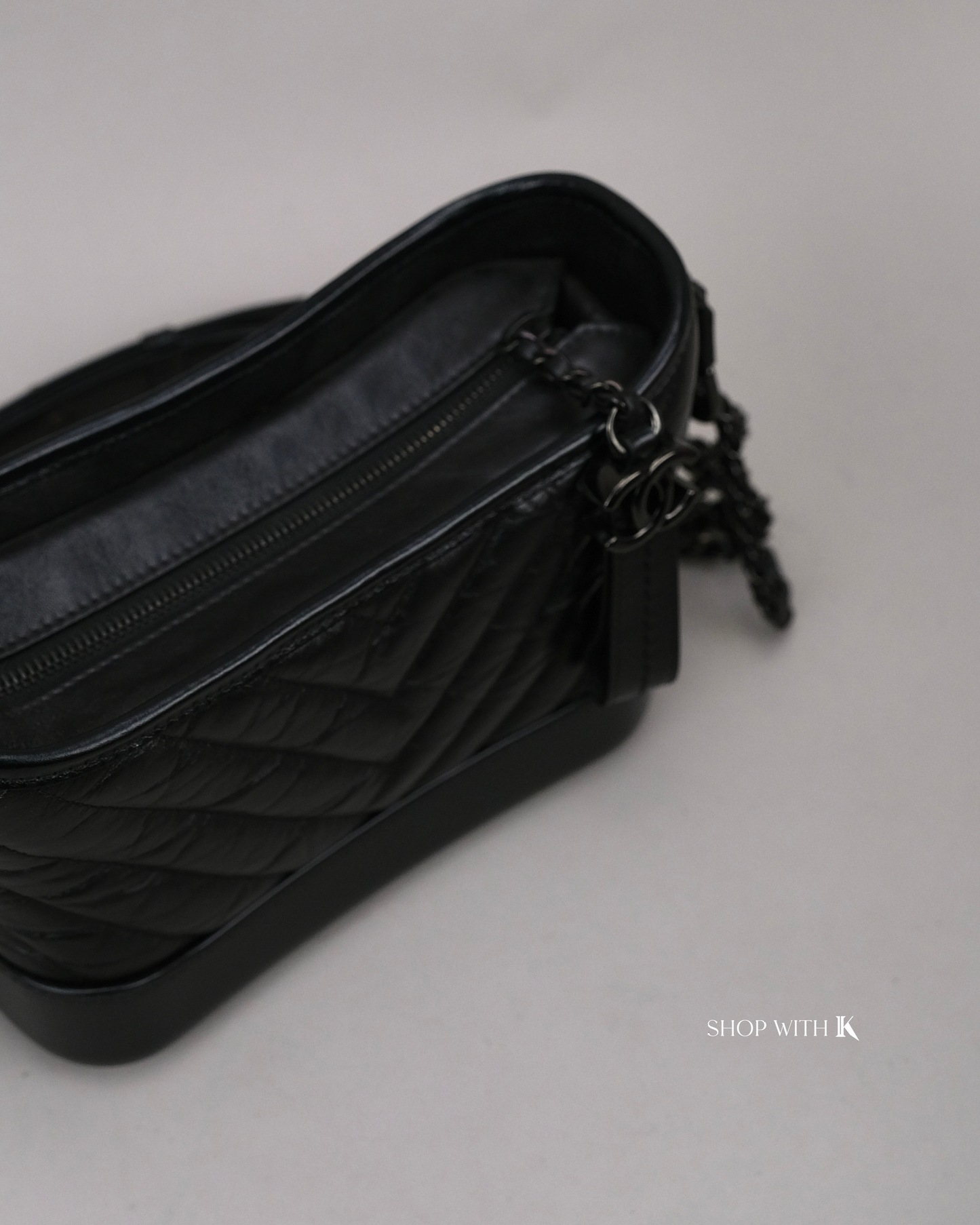 Chanel Small Gabrielle Chevron All Black