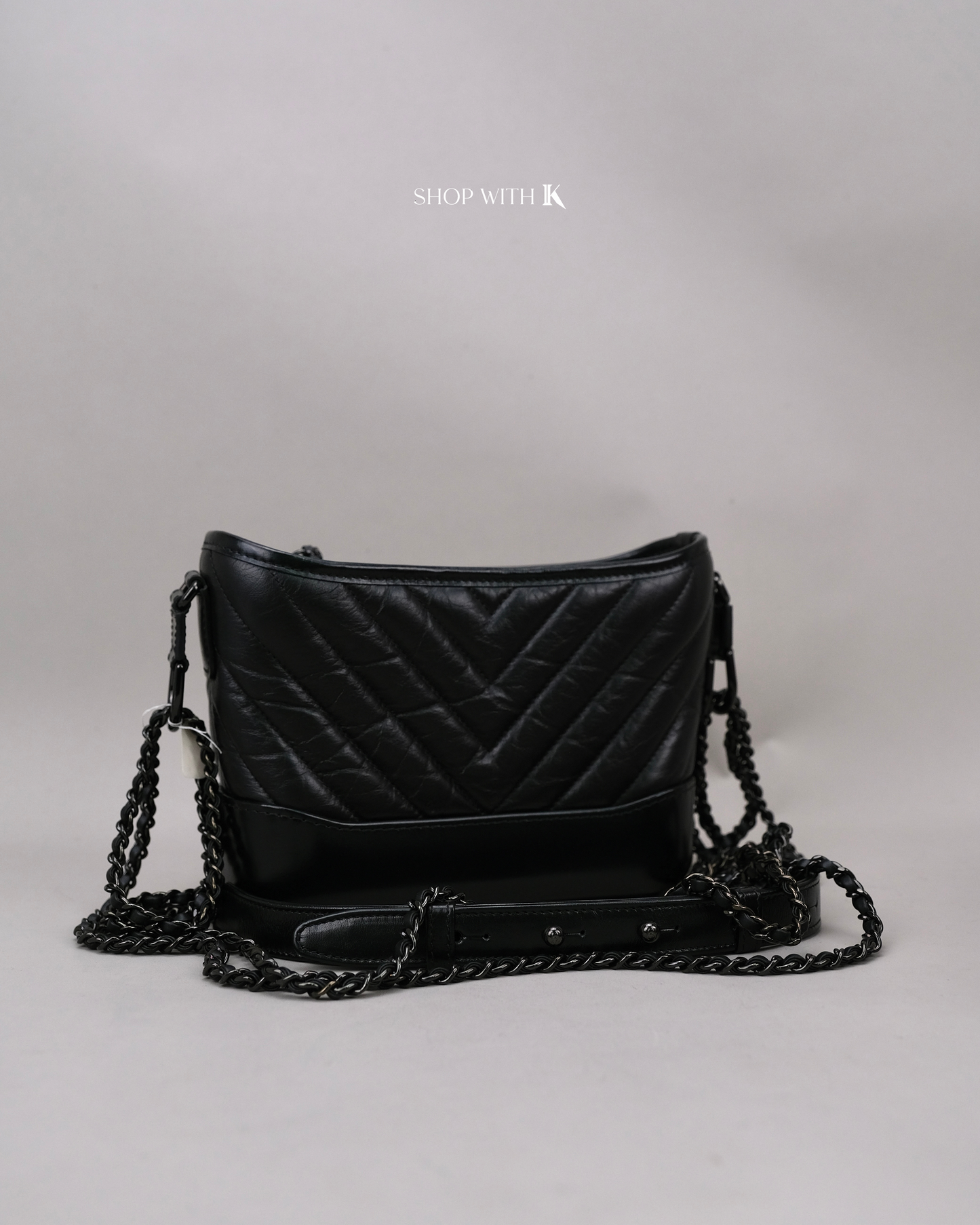 Chanel Small Gabrielle Chevron All Black