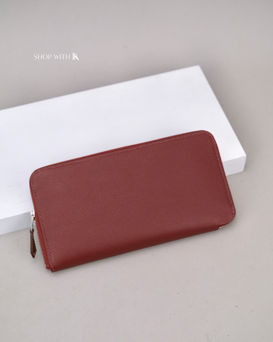 Hermes Silk-In Long Wallet Burgundy