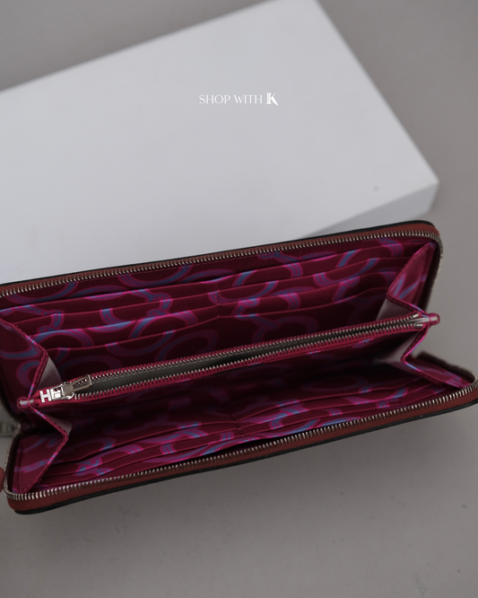 Hermes Silk-In Long Wallet Burgundy
