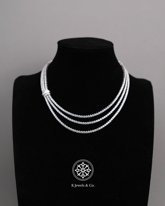 Triple Layer Diamond Tennis Necklace