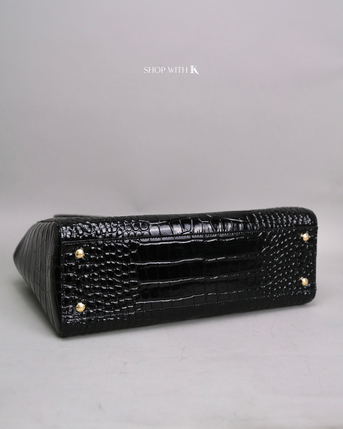 Chanel Cerf Tote Croc Stamp Black GHW