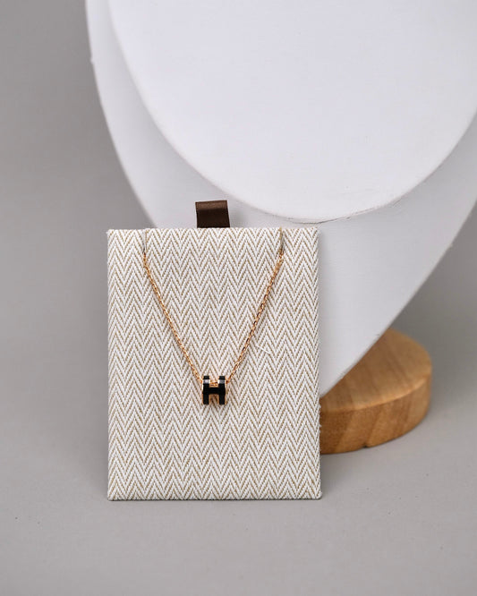 Hermes Pop H Pendant Necklace Noir RGHW
