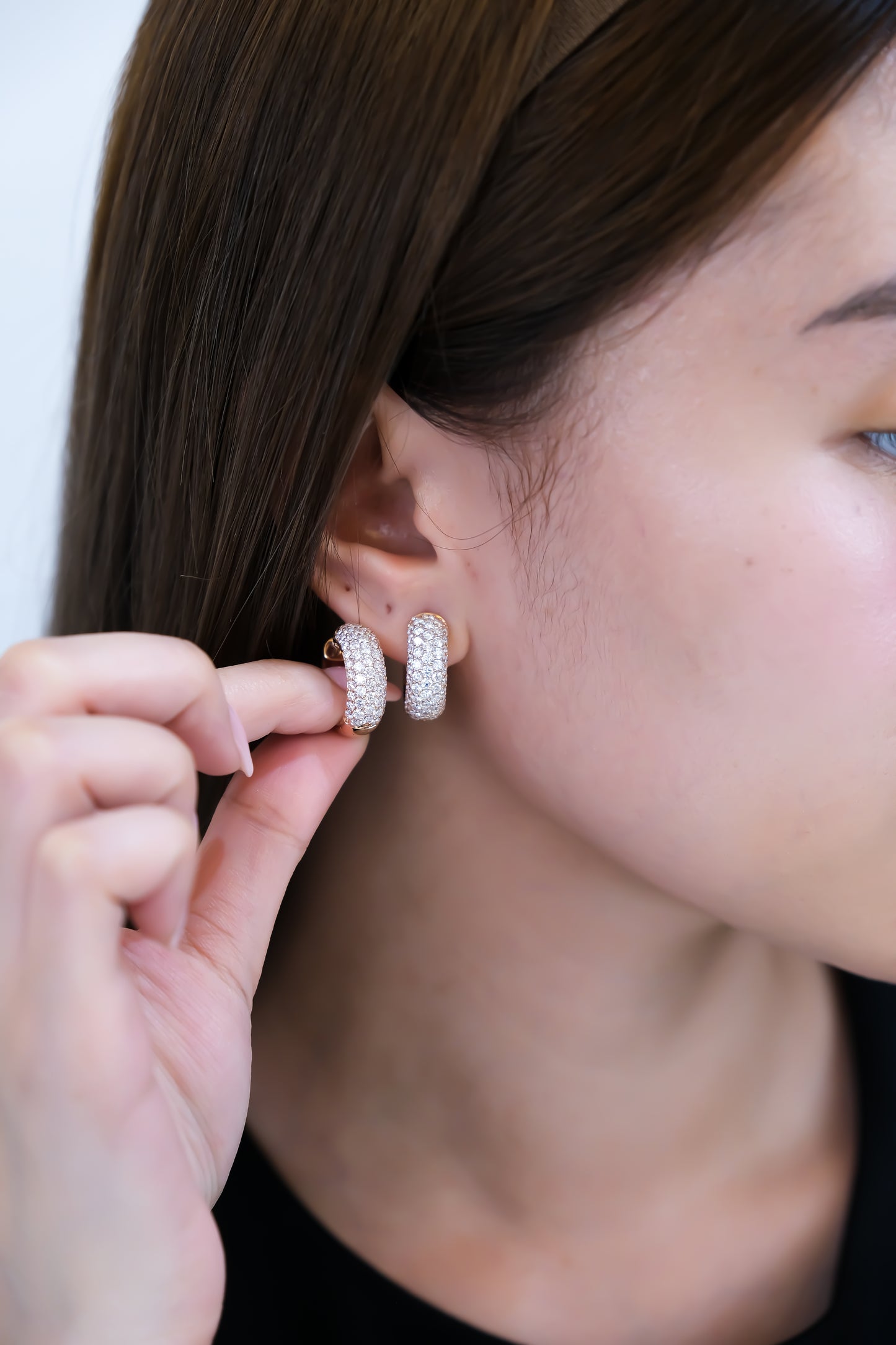 Diamond Loop Earrings in Rose Gold