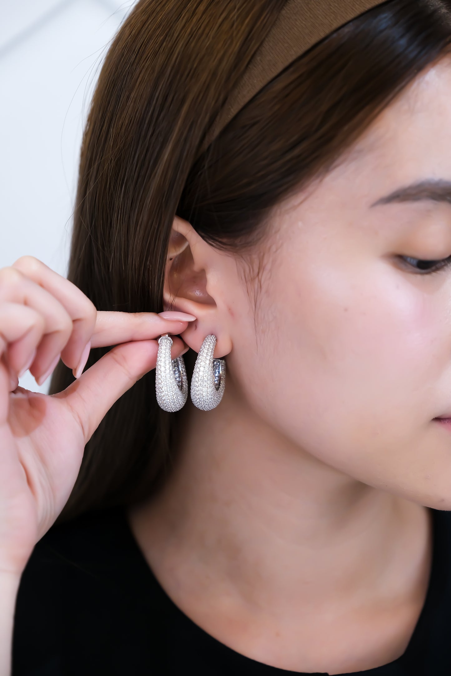 Large Hook Diamond Earrings