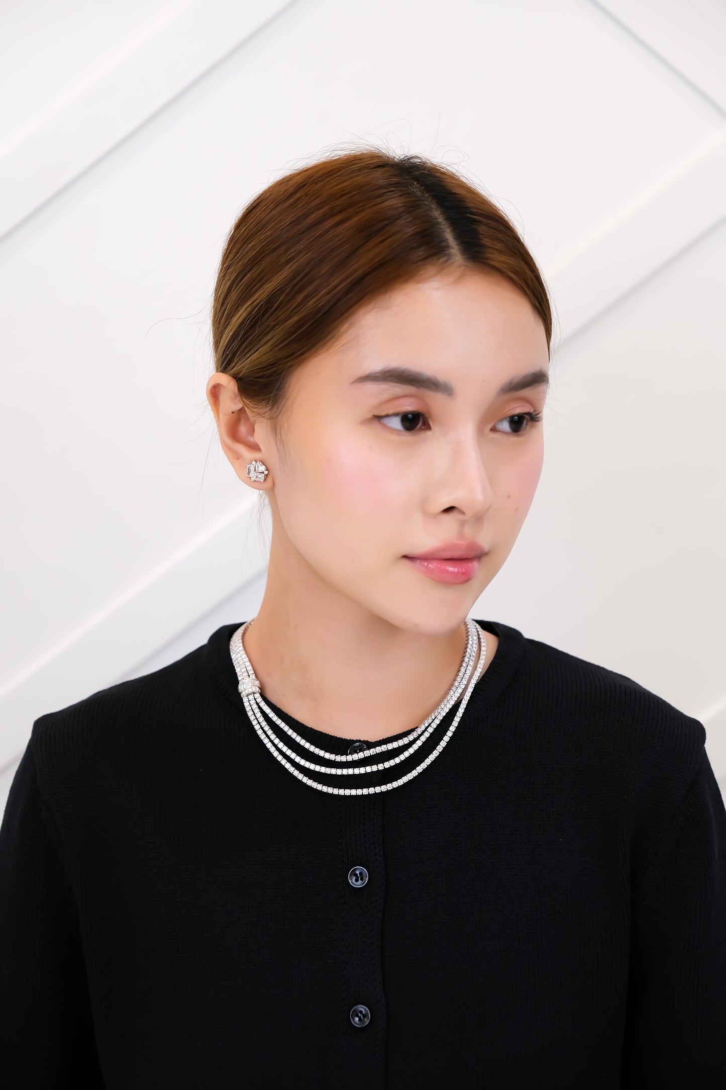 Triple Layer Diamond Tennis Necklace