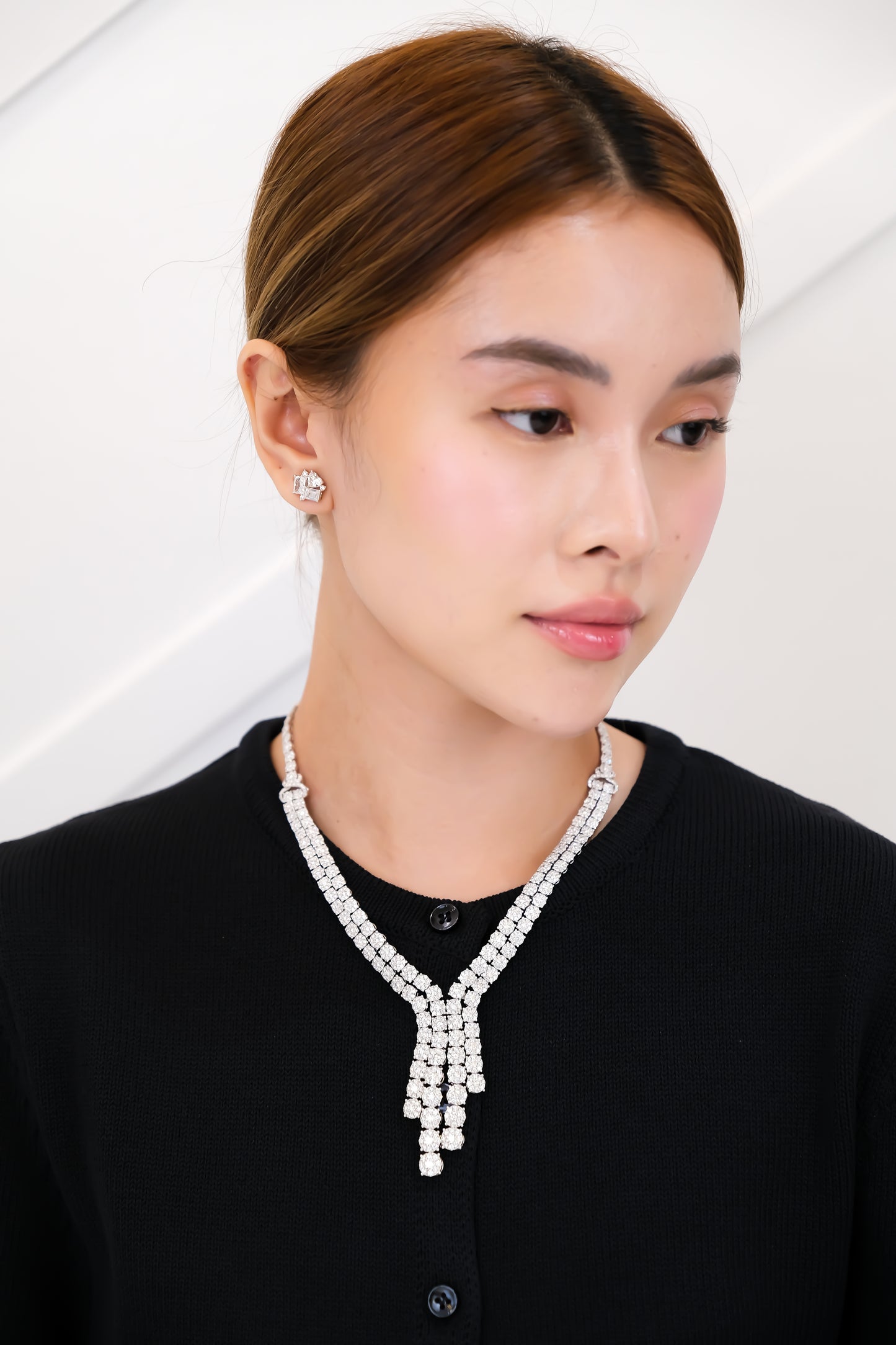 Diamond Drop Illusion Tennis Necklace